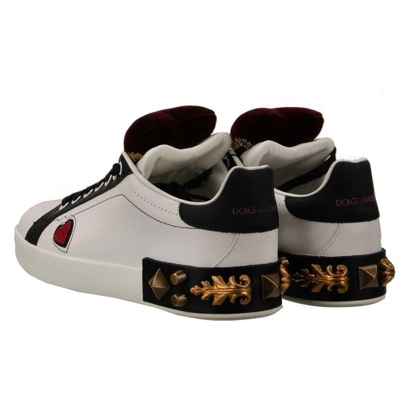 Dolce & Gabbana - Baroque Logo Heart Cushion Sneaker PORTOFINO White Black EUR 3 - Picture 5 of 5
